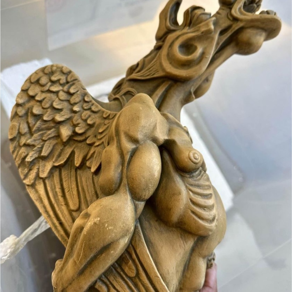 Vintage Dragon Statue, Incense Burner, Gothic Decorating 11in